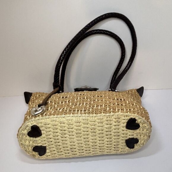 Brighton Wicker Straw Leather Shoulder Bag & Pebbled Leather Wallet Bundle - Picture 7 of 10